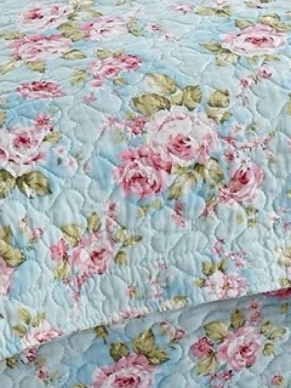 Farmhouse Floral Queen Size Shams 100% Cotton (2-Pack) BLUE ROSE